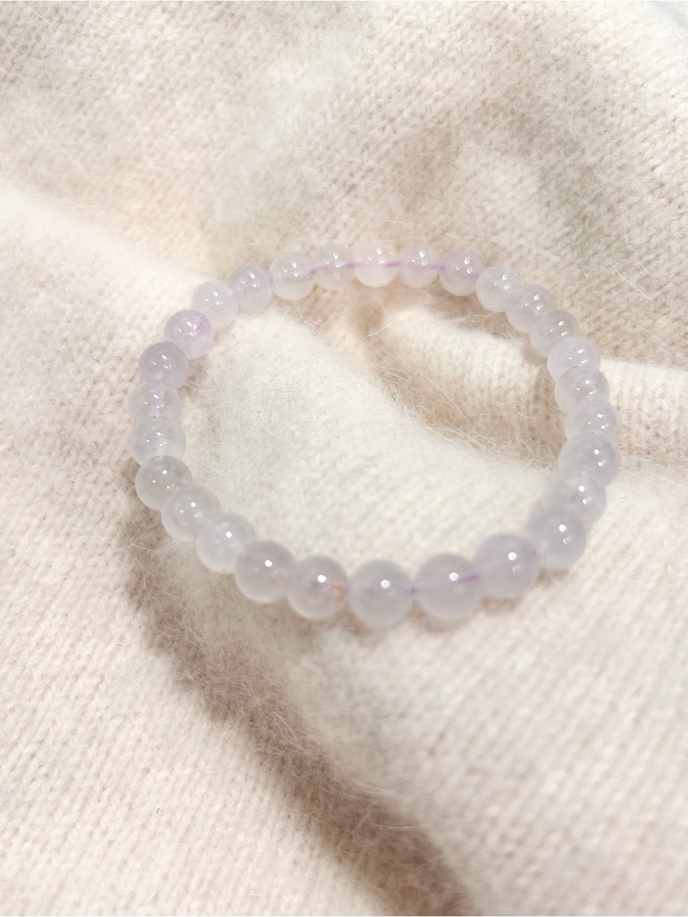 Natural Crystal Lavender Beaded Stretch Handmade Bracelet